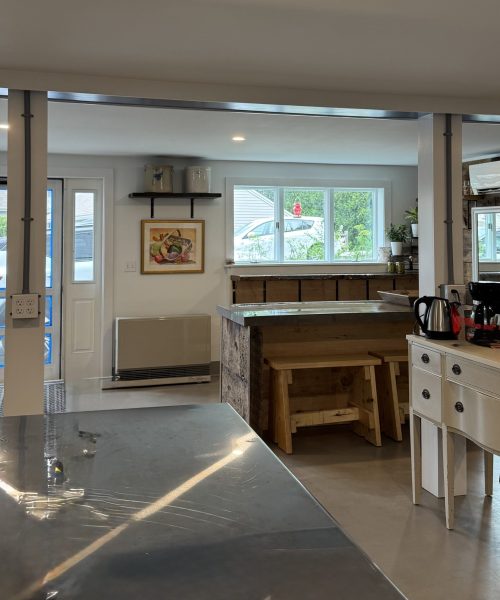 front of house from kitchen